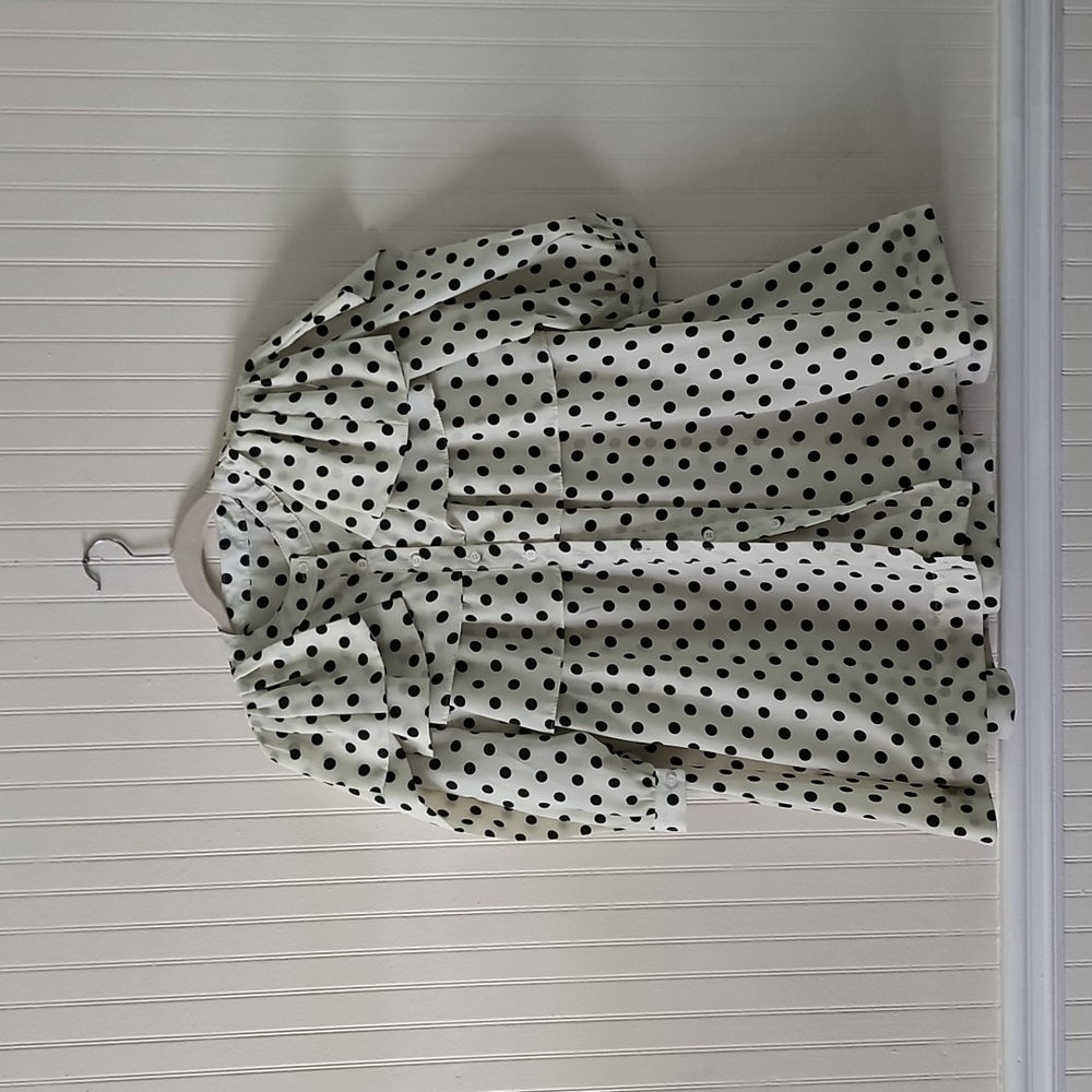 Cream and black polka dot dress